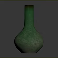 Green Vase Decor On Modern Wooden Shelf Furniture Piece