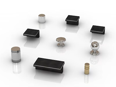 Modern Style Handles With Various Designs And Metal Surface Finishes 3d model