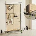 Mobile Storage Shelf With Metal Frame Wooden Shelves Pegboard Panel And Wheels Organizing Hats Bags