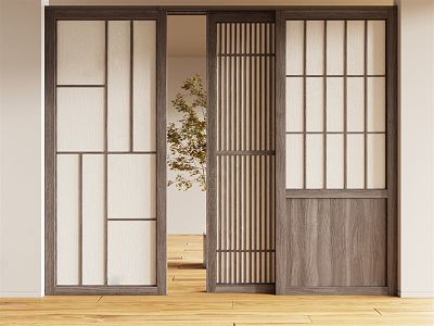 New Chinese-style sliding door 3d model