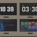 Modern Multiple Television Screens Displaying Time App Interfaces And Digital Content 3d model