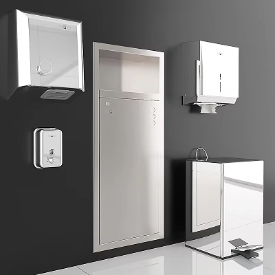 Wall Mounted Washing Daily Supplies Including Soap Dispenser Towel Dispenser Hand Dryer Cabinet And Sink 3d model