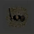 Game and Movie Character Dwarf Warrior With Big Beard Armor And Shield On Stone Pavement