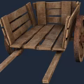 Vintage Wooden Cart with Large Spoked Wheel and Wooden Planks