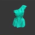 Stylish Green One Shoulder Ruffle Dress With Flared Skirt Design