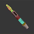 Futuristic Weapon with Metallic Body Copper Accents Green Tip and Modern Sleek Design
