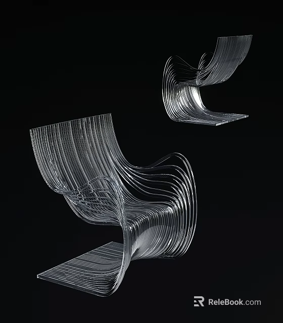 Modern Sculptural Accent Chair With Curved Wire Lines And Artistic Design 3d model 