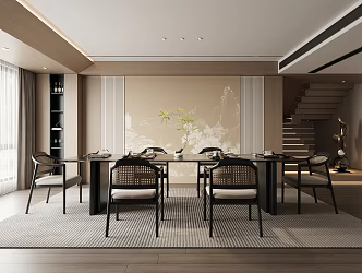 Zen Restaurant Dining Table and Chair 3d model