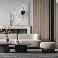 Quiet sofa tea table combination 3d model