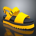 Stylish Yellow Platform Sandals with Black Sole and Buckle Straps Design