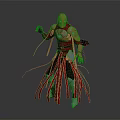 3D Game Movie Character in Red Gold Armor With Flowing Streamers And Dynamic Standing Pose