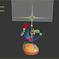 Commercial Equipment Display Model Featuring Blue Cartoon Figure Top Cross Structure And Yellow Orange Base
