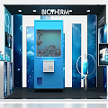 BIOTHERM Cosmetics Exhibition Display Shelves With Blue Stand And Product Bottles