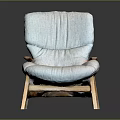 Light Blue Fabric Single Sofa with Wooden Frame and Armrests