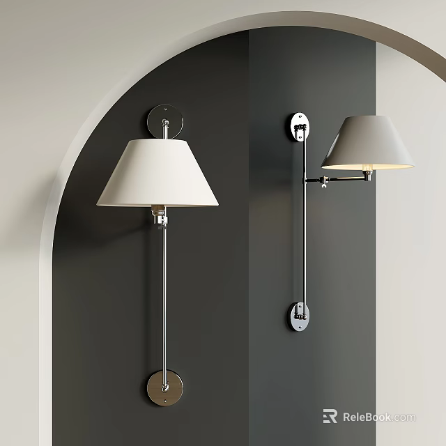 Modern Wall Sconce With White Lampshade And Metal Bracket For Minimalist Gray Wall Decor 3d model 