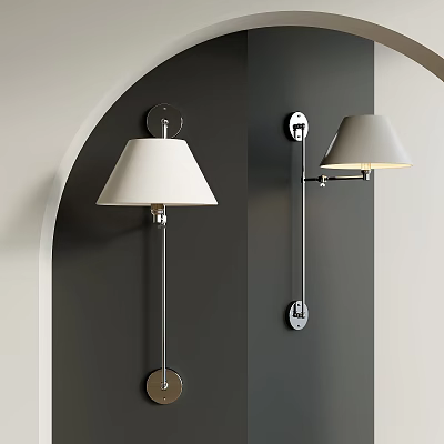 Modern Wall Sconce With White Lampshade And Metal Bracket For Minimalist Gray Wall Decor 3d model