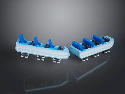 Two Blue And White Electronic Terminals With Multiple Pins And Plastic Housing 3d model