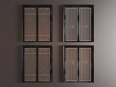 Modern sliding door sliding door combination 3d model
