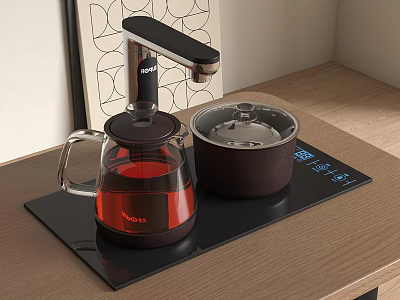 Modern Countertop Kitchen Appliances With Electric Kettle Heating Plate And Digital 3d model