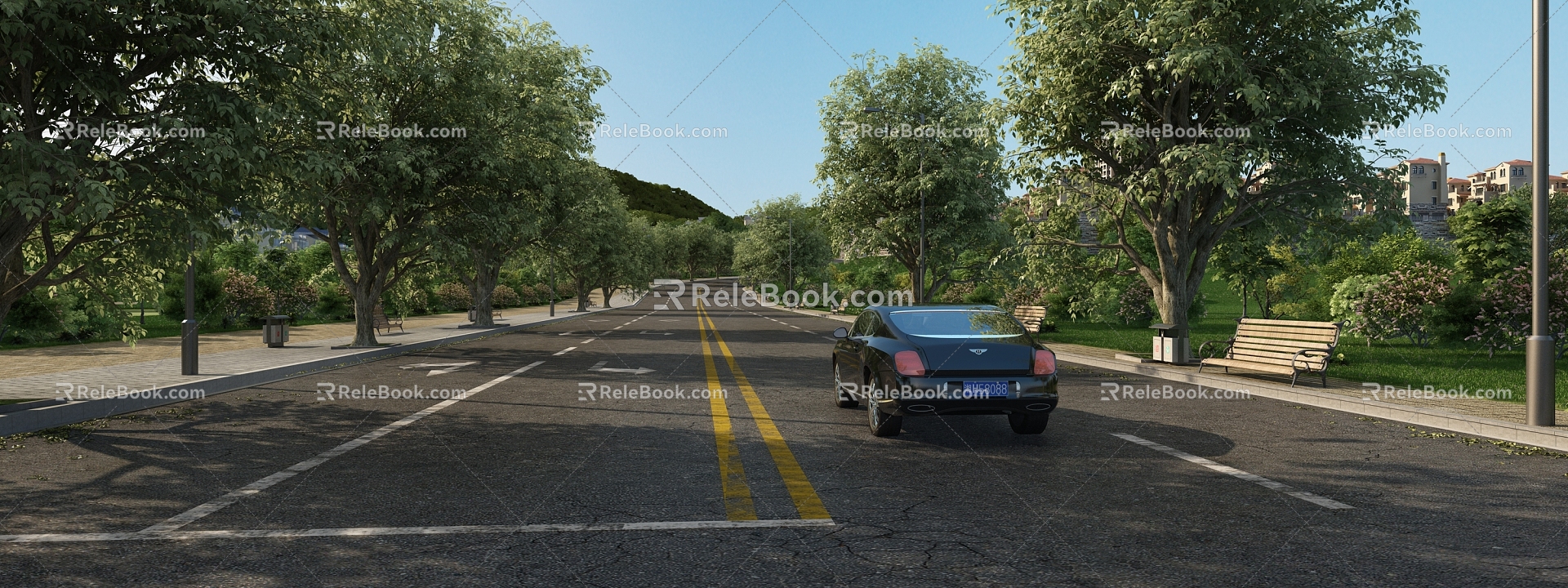 modern road highway landscape 3d model