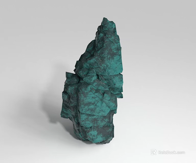 Natural Green Stone With Rough Texture And Irregular Decorative Shape 3d model 