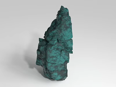 Natural Green Stone With Rough Texture And Irregular Decorative Shape 3d model