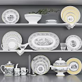 European Style Tableware Classical Kitchen Kitchenware Tableware Plate Kettle 3d model