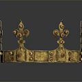 Elegant Living Decor Item Golden Crown Adorned With Red Gemstones And Fleur De Lis Patterns