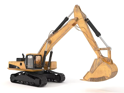 Heavy Duty Crawler Type Excavator With Yellow Body And Large Bucket For Construction 3d model