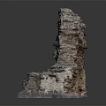 Detailed Stone Ruin Wall Model With Broken Window And Rough Textured Surface 3d model