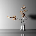 Modern Decorative Ornament Set With White Trunk And Golden Leaves For Home Decor