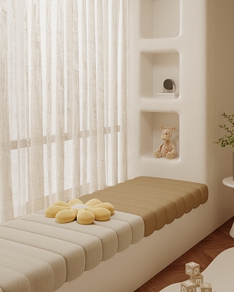 Bay Window Cushion Curtain 3d model