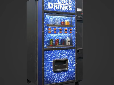 Commercial Cold Drinks Vending Machine With Blue Exterior And Multiple Beverage Selections 3d model