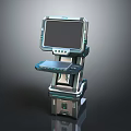 Vertical Computer Workstation With Large Screen Monitor And Integrated Work Tray