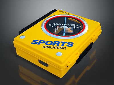 Sony Sports Walkman Yellow Portable Audio Device With Playback Controls And Classic Design 3d model