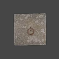 Concrete Block With Red PFF Letters Metal Ring On Top And Hole