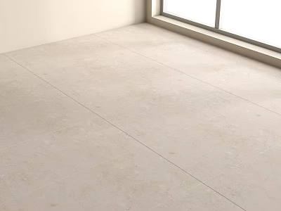 Beige Floor Tiles with Marble-like Texture in Bright Indoor Room near Window 3d model