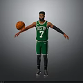 Man in Boston Celtics Green Jersey Number 7 Holding Basketball with Arms Extended