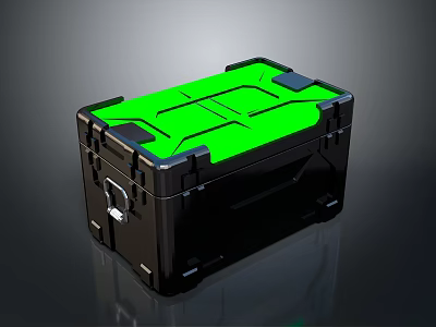 Black Household Storage Box With Green Top And Durable Secure Lockable Design 3d model