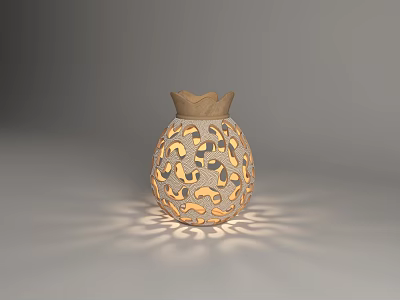Elegant Ceramic Decorative Lamp With Intricate Cutout Patterns And Warm Light Projection 3d model