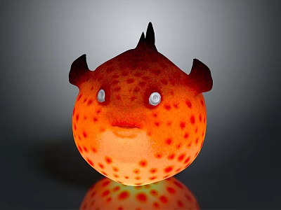 Cute Orange Creature Character With Red Spots Round Body And Ear Like Structures 3d model