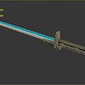 Futuristic Sci Fi Sword With Blue Glowing Blade And Metallic Hilt Design