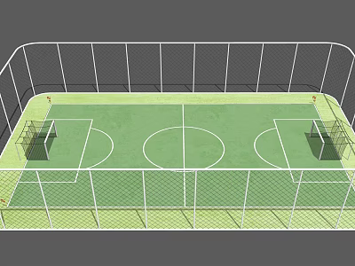 Soccer Field Featuring Green Turf White Marking Lines And Enclosed Fence 3d model