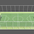 Soccer Field Featuring Green Turf White Marking Lines And Enclosed Fence