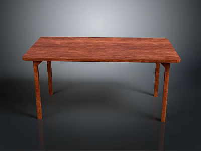 Rectangular Wooden Table With Natural Wood Grain Surface And Four Straight Legs 3d model