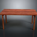 Rectangular Wooden Table With Natural Wood Grain Surface And Four Straight Legs 3d model