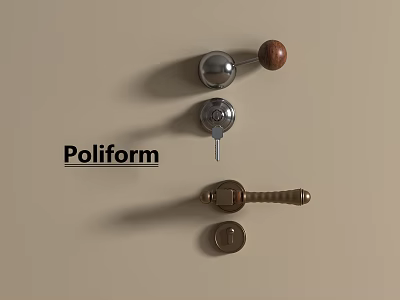 Poliform Door Handles In Various Stylish Designs With Metallic And Wooden Finishes 3d model