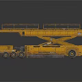 Yellow Industrial Construction Vehicle With Extendable Platform Railing And Multiple Wheels
