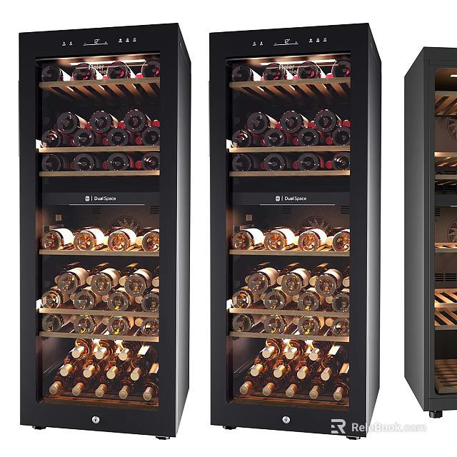 Wine Bottles Display In Stylish Wine Coolers 3d model 