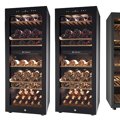 Wine Bottles Display In Stylish Wine Coolers 3d model